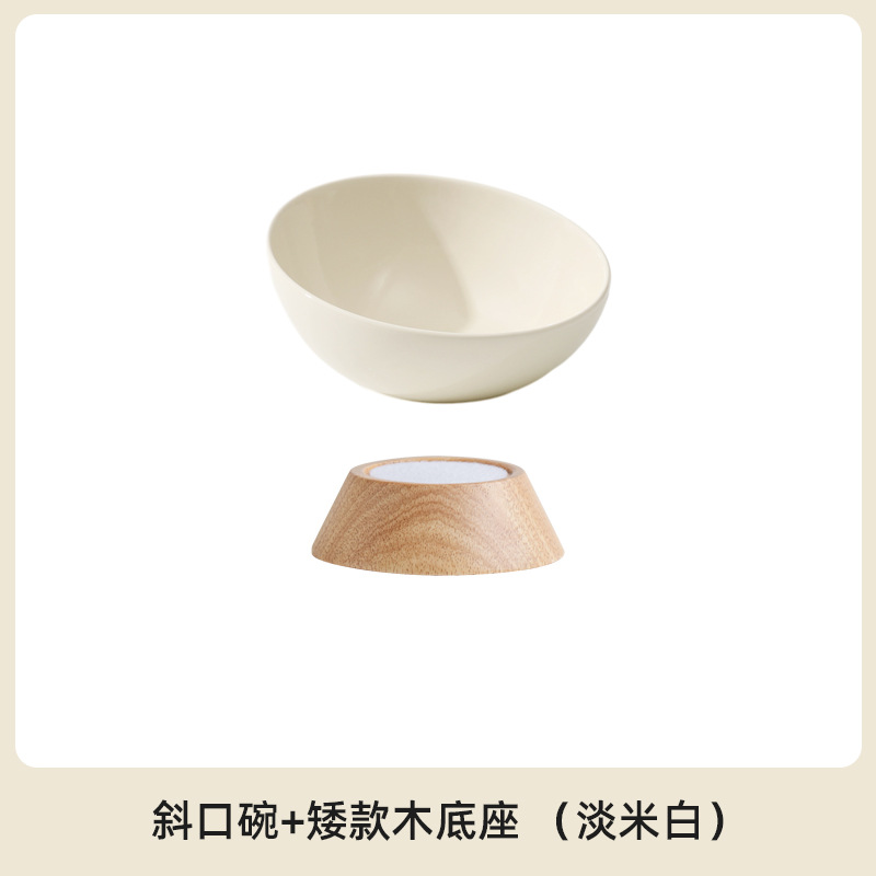 Cuenco biselado de cerámica suministros para mascotas cuenco de gato y perro cuenco de comida tazón de bebida antidetonante protección de cuello de pie alto y corto