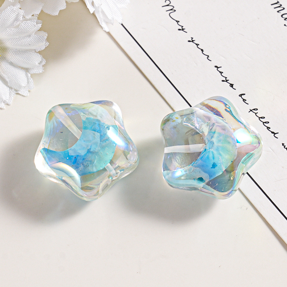 Cuentas Heidi, cuentas de estrella de cinco puntas, cuentas transparentes con cuentas dentro, cadena para teléfono, material para manualidades, cuentas sueltas de resina con forma de estrella y luna image 11