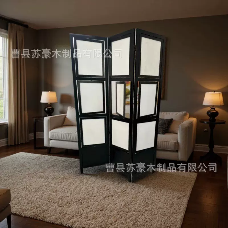 实木相框屏风木质隔断折叠橱窗摄影背景墙玄关装饰墙镂空新中式
