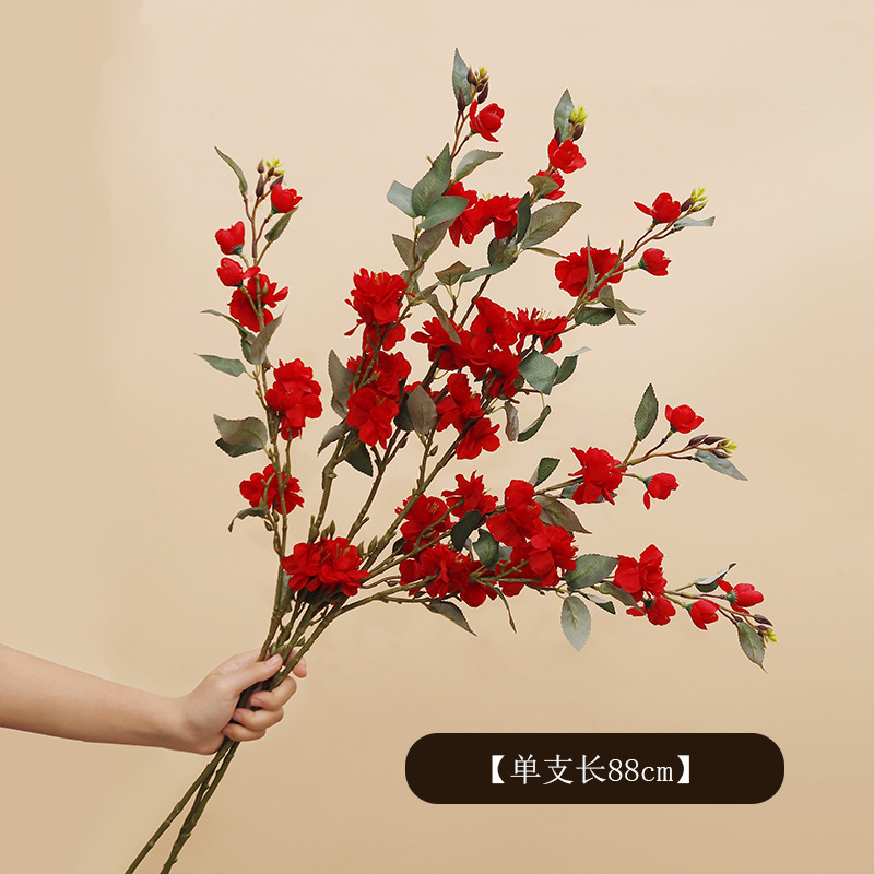 Camellia de altura flor de simulación adornos de boda flores falsas pastorales flores decoración del hogar flores de mesa flor de seda