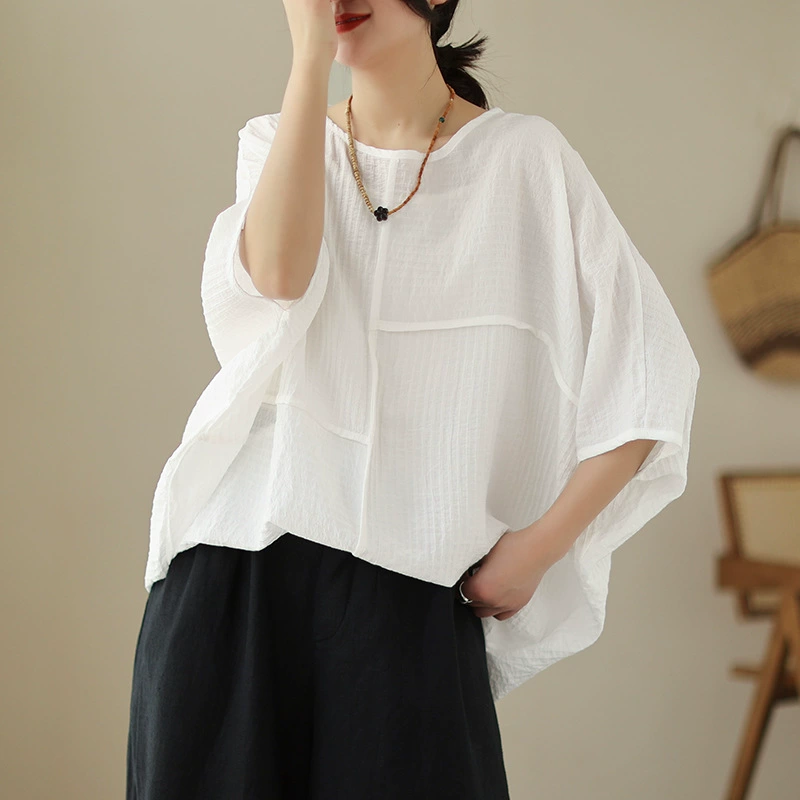 Свободные женские топы из хлопка и льна, закрывающие живот, лето 2029, новые льняные футболки с короткими рукавами