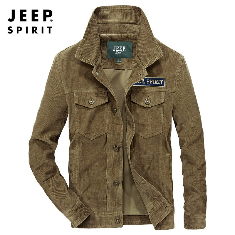 2021 Мужская весенне-осенняя деловая Повседневная хлопковая куртка мужская Вельветовая куртка с несколькими карманами Топ 2603