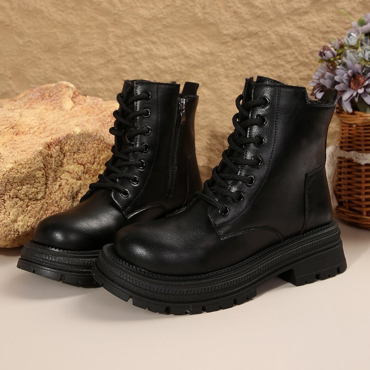 Outono e inverno novo estilo britânico moda sapatos de algodão botas de algodão feminino botas curtas explosivas_voghion.com