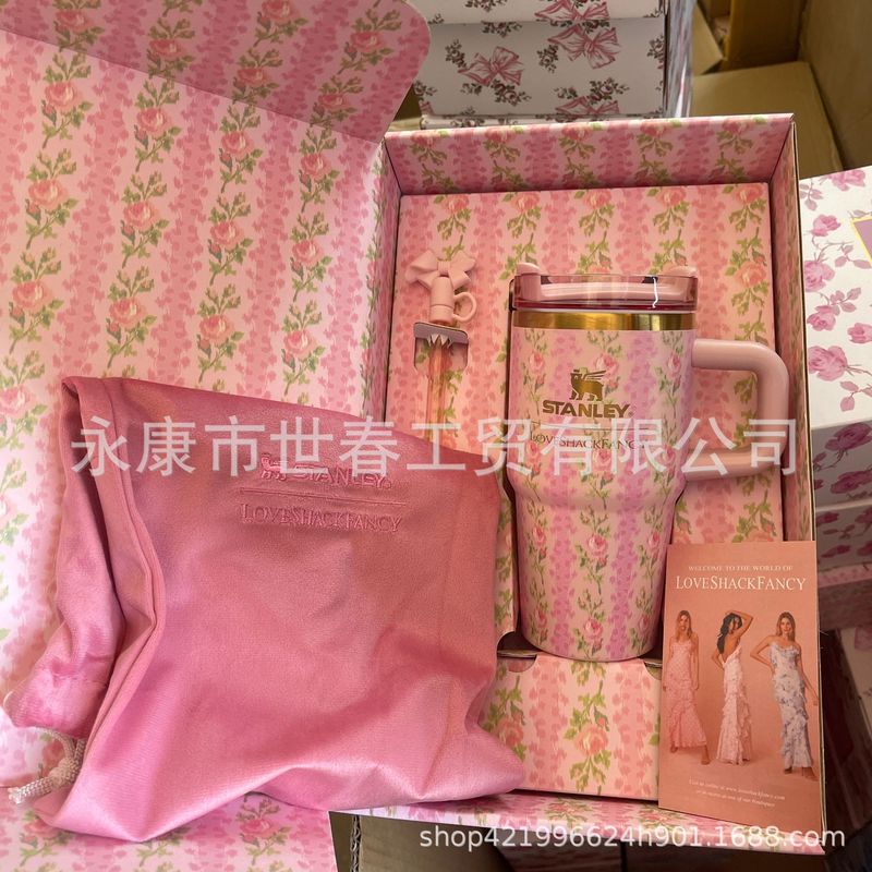Stanley20oz保温杯繁花联名款小号斯坦利冰霸杯儿童吸管杯带手柄.|undefined