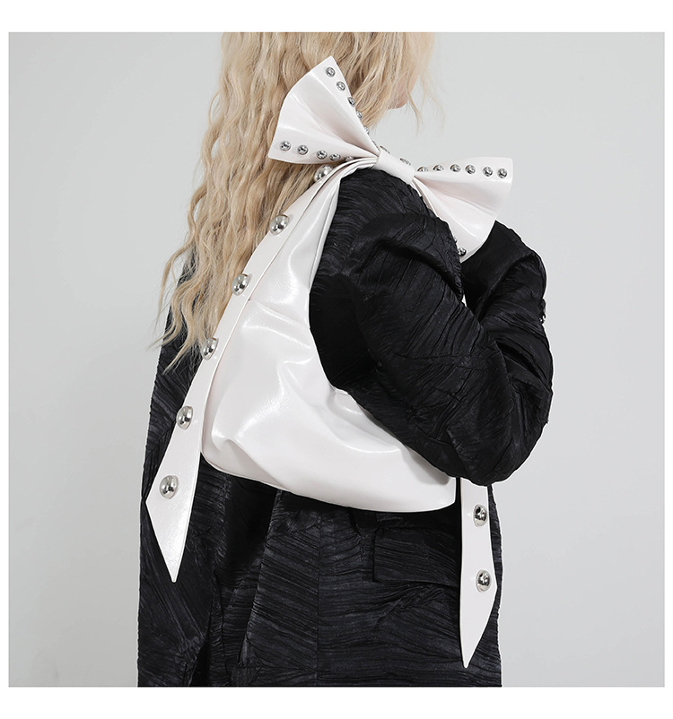 302g Weight Polyester Lining Material Zipper Closure Type Single Shoulder Strap Strap Type Shoulder Bag Bags Type Casual, Daily, Shopping Occasion Pu Leather Material Solid Color, Bow Knot Pattern All Seasons Season Women's Gender Streetwear Style Dumpling Shape Shape Women's Pu Leather Solid Color Bow Knot Streetwear Dumpling Shape Zipper Shoulder Bag 3