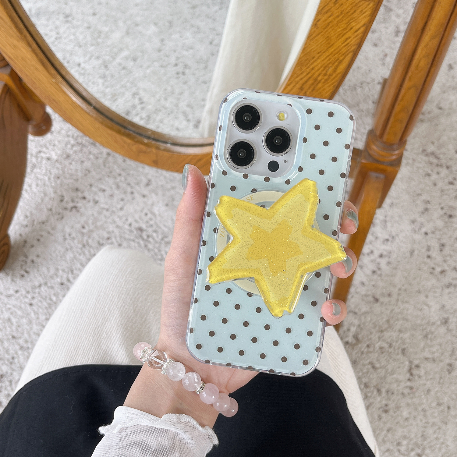 El punto de onda simple coreano es adecuado para la carcasa del teléfono móvil Apple 16ProMax 15Pro magnético 14/13 fresco 15PM femenino