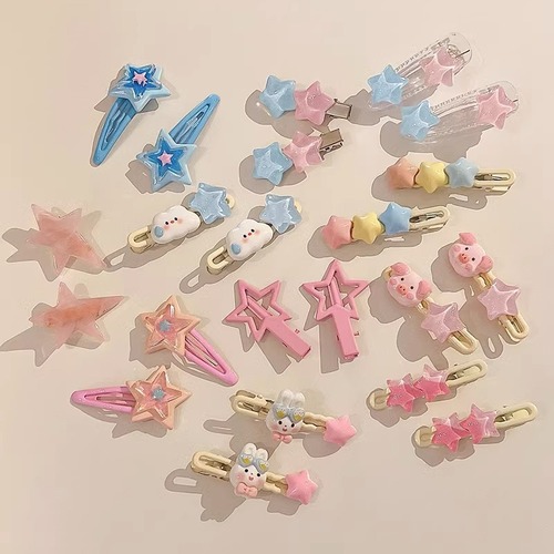 Cute star hairpin y2k dopamine hairpin side clip bangs bb clip children's hair accessories broken hair duckbill clip