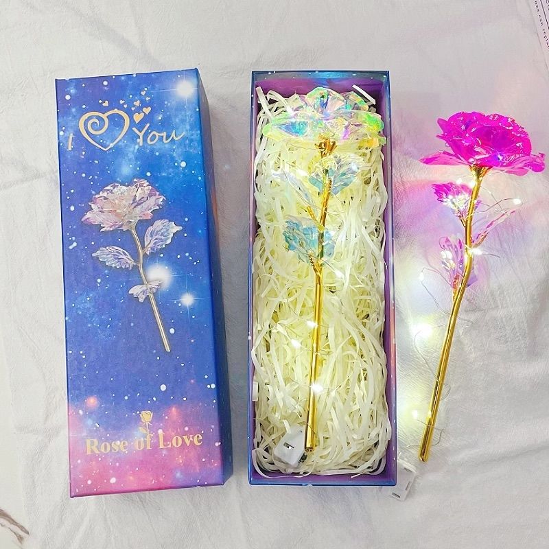 Simulación brillante ramo de rosas luminosa flor inmortal decoración adornos accesorios fotográficos Qixia día de San Valentín regalo