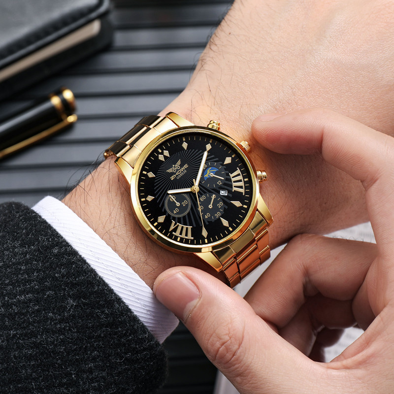 2023 nuevo reloj de correa de acero de los hombres de estilo coreano de negocios Delgado simple calendario luminoso reloj no mecánico para los estudiantes Hombres