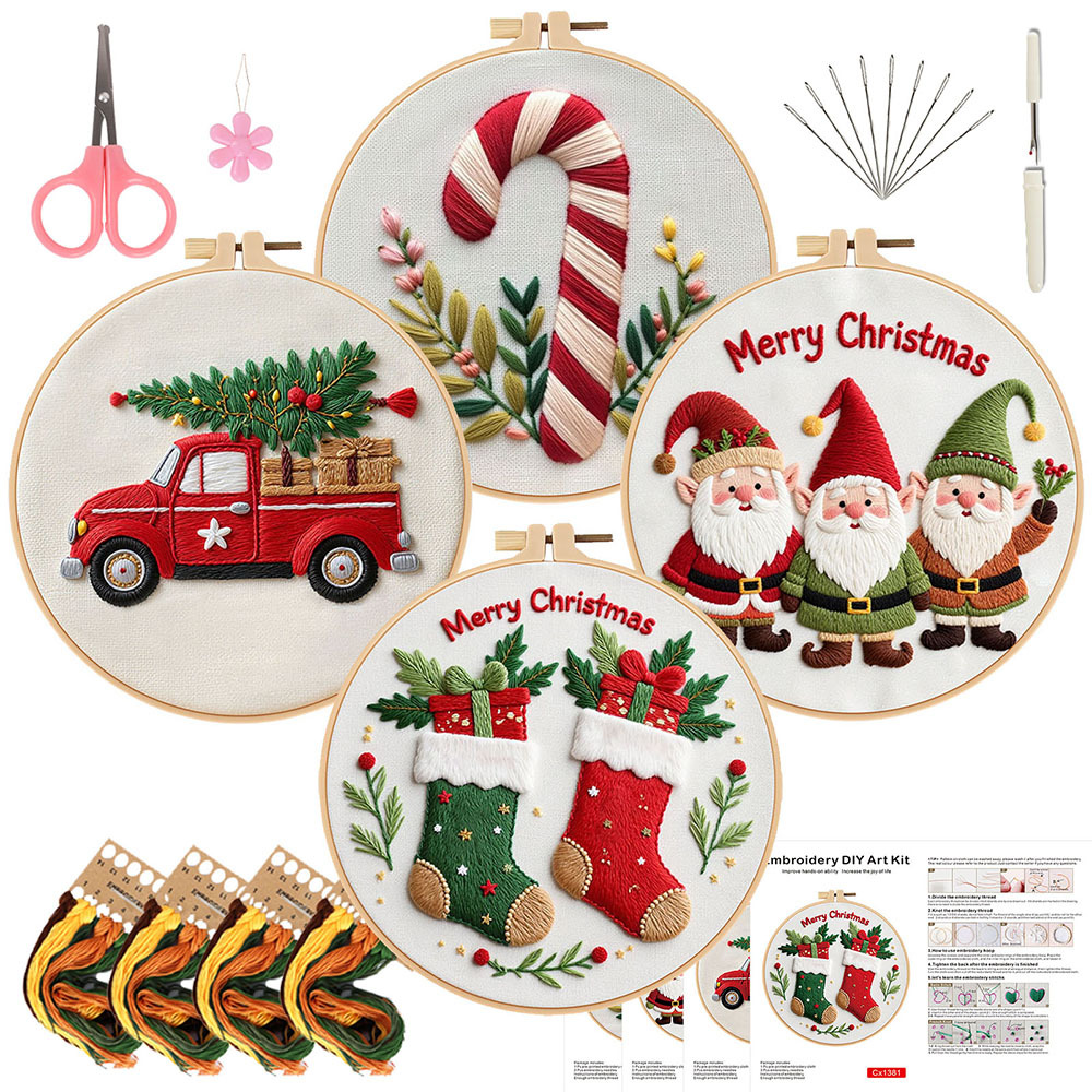 Nuevos productos originales bordados DIY materiales hechos a mano paquetes Feliz regalo de Navidad Amazon venta caliente transfronteriza Inglés