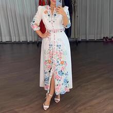 R 71391 Floral printed maxi dress ����ӡ������ȹ�¿�����