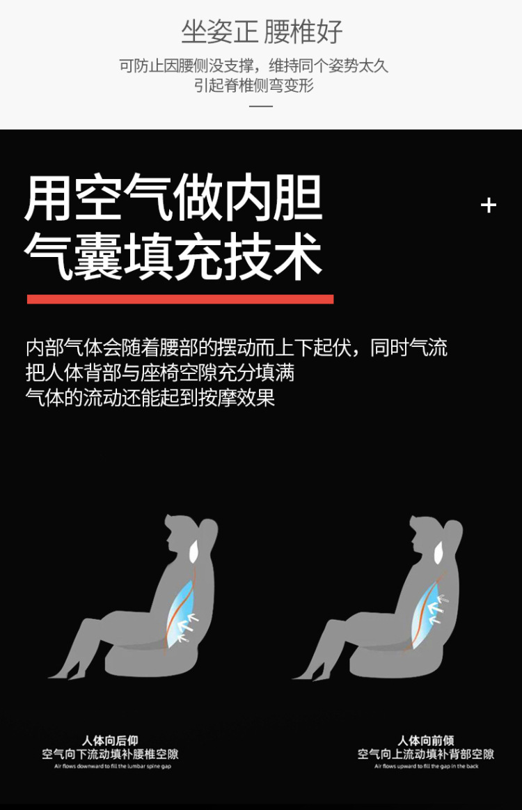 Car Air Lumbar Seat Cushion Seat Lumbar Backrest Lumbar Cushion Waist Protection Car Lumbar Pillow Pillow Backrest Cushion New