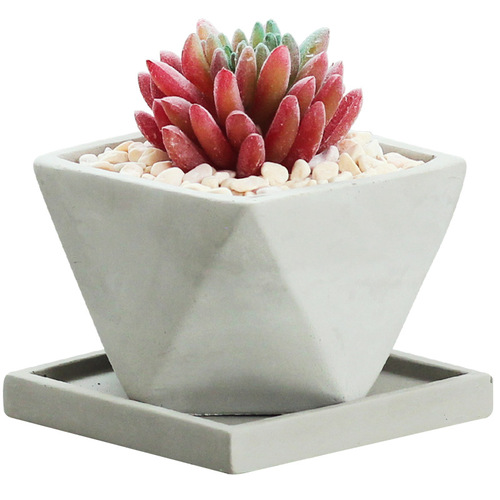 Nordic diamond pattern geometric cement succulent special flower pot small creative breathable mini round plant pot pottery pot