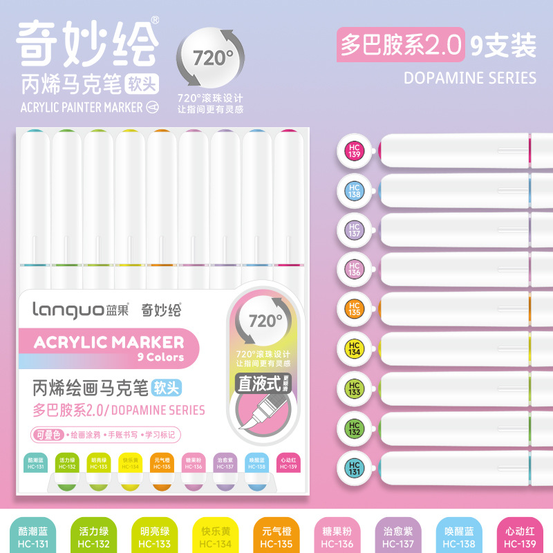 Lápiz acrílico recto de 126 colores de fruta azul transfronteriza