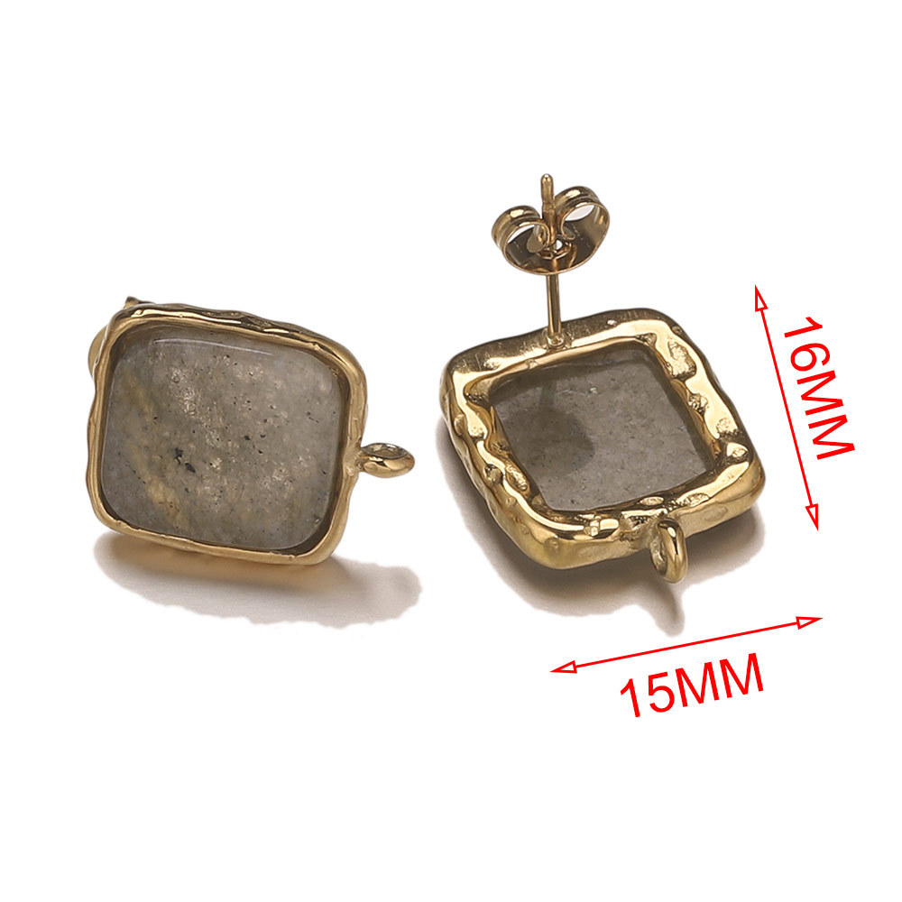 Acero inoxidable nicho diseño stud pendientes accesorios moda pendientes de piedra natural con anillo abierto moda pendientes simples al por mayor