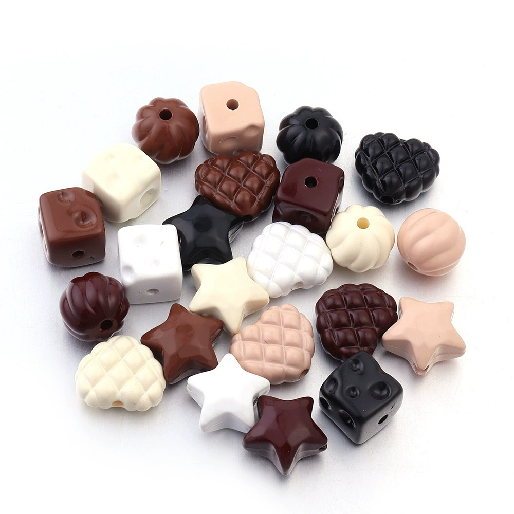 Acrylic Beads (Maillard) — Painted Mixed Shapes, DIY Loose String Beads, Assorted Colors