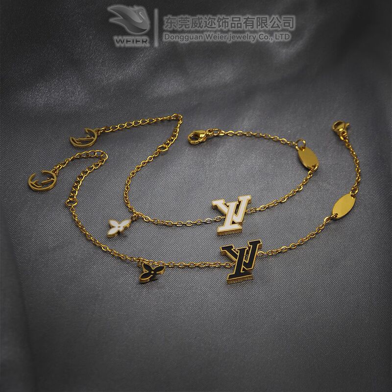 New High-End Floral L Letter Bracelet with Electroplated 18K Gold, Fashionable and Versatile, Ins Manufacturer Wholesale Chain