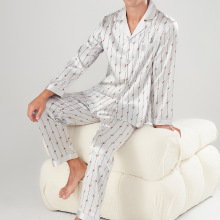 春秋新款男士时尚印花真丝睡衣套装长袖桑蚕丝家居服杭州丝绸批发