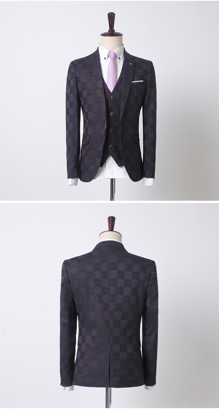Completo uomo tre pezzi a quadri slim fit vestito matrimonio_voghion.com