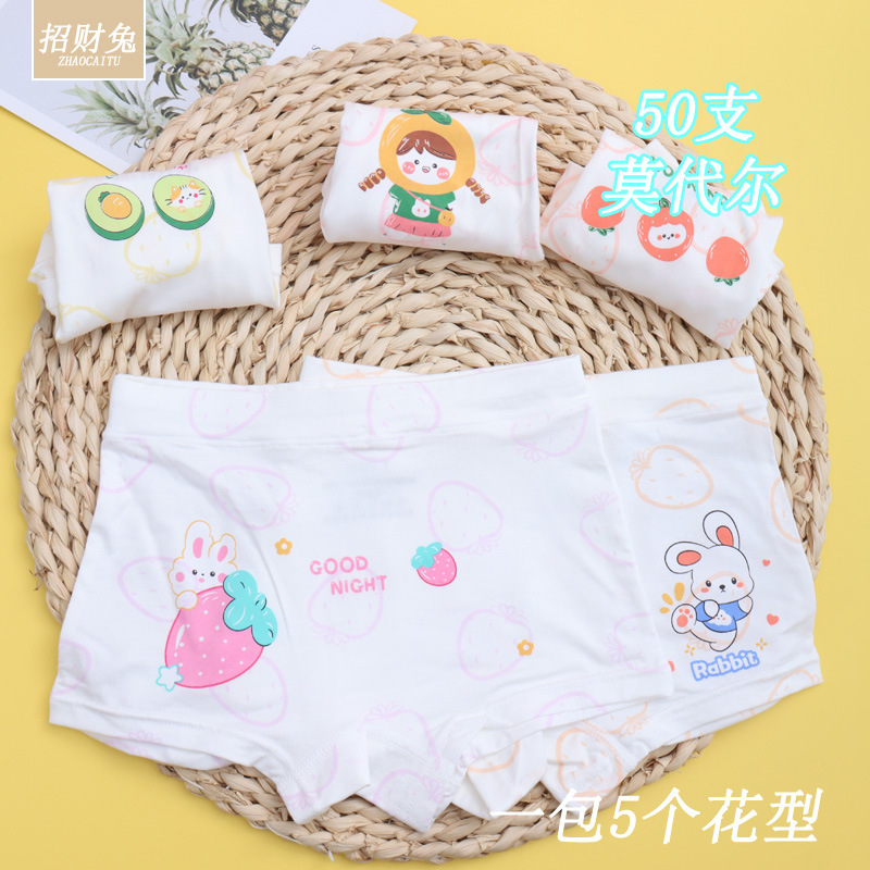 子供用下着、中型および大型子供用 50 カウント モーダル コットン タイプ A ボクサー少女漫画下着 2-12 歳|undefined