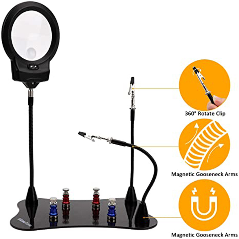 台灯式磁性线路板夹 PCB夹 放大镜维修夹 电子工具 主板维修卡具