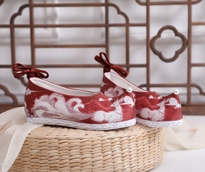 printed antique hanfu shoes higher in female bow female costume collocation shoes