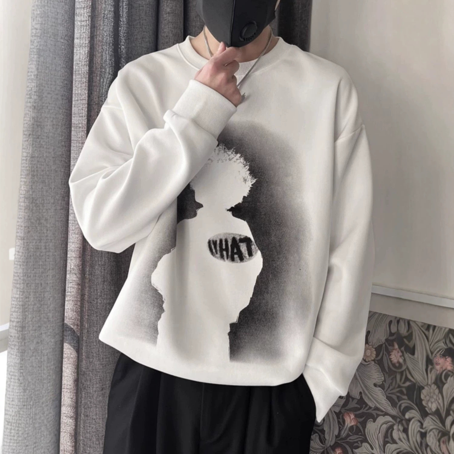 Heavyweight casual sweatshirt for men, spray-dyed long-sleeve T-shirt, 2026 new spring and autumn men's pullover jacket