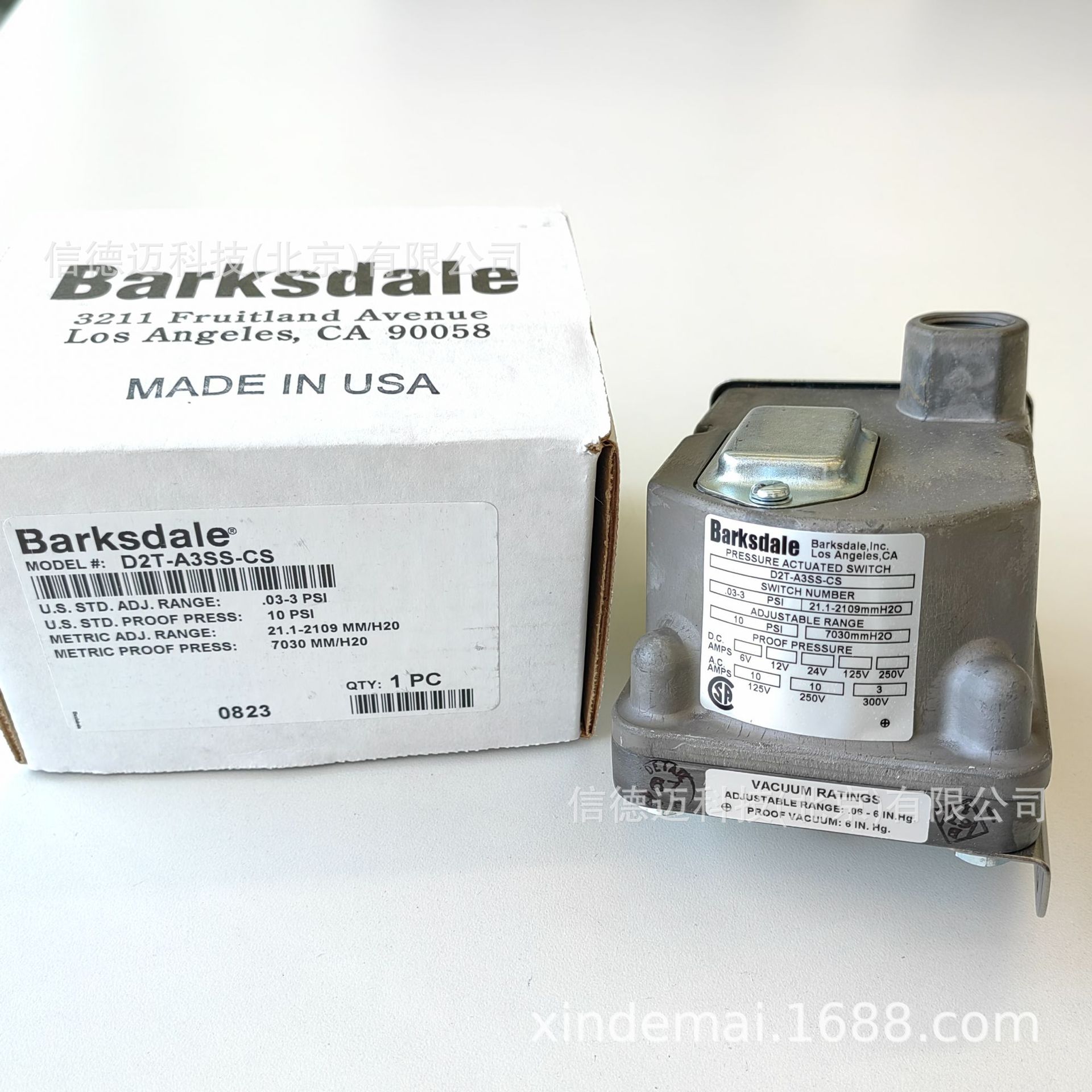 BARLSDALE D2T端子块隔膜压力开关D2T-A3SS-CS