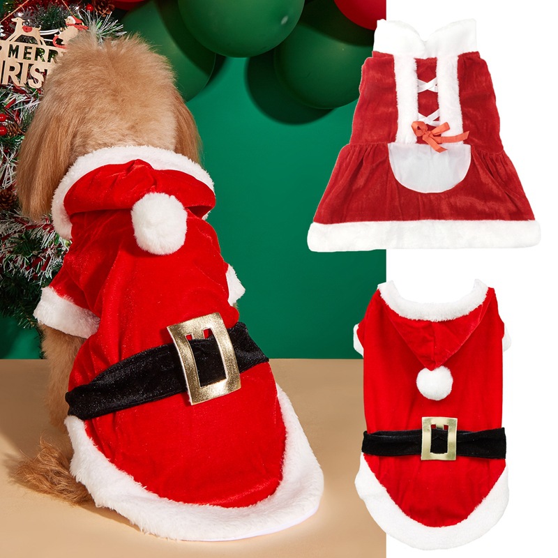 Haustier Herbst- und Winterkleidung für Hunde rot festliches Weihnachtstransformationsoutfit Teddybär Panda kleiner Hunderock_voghion.com