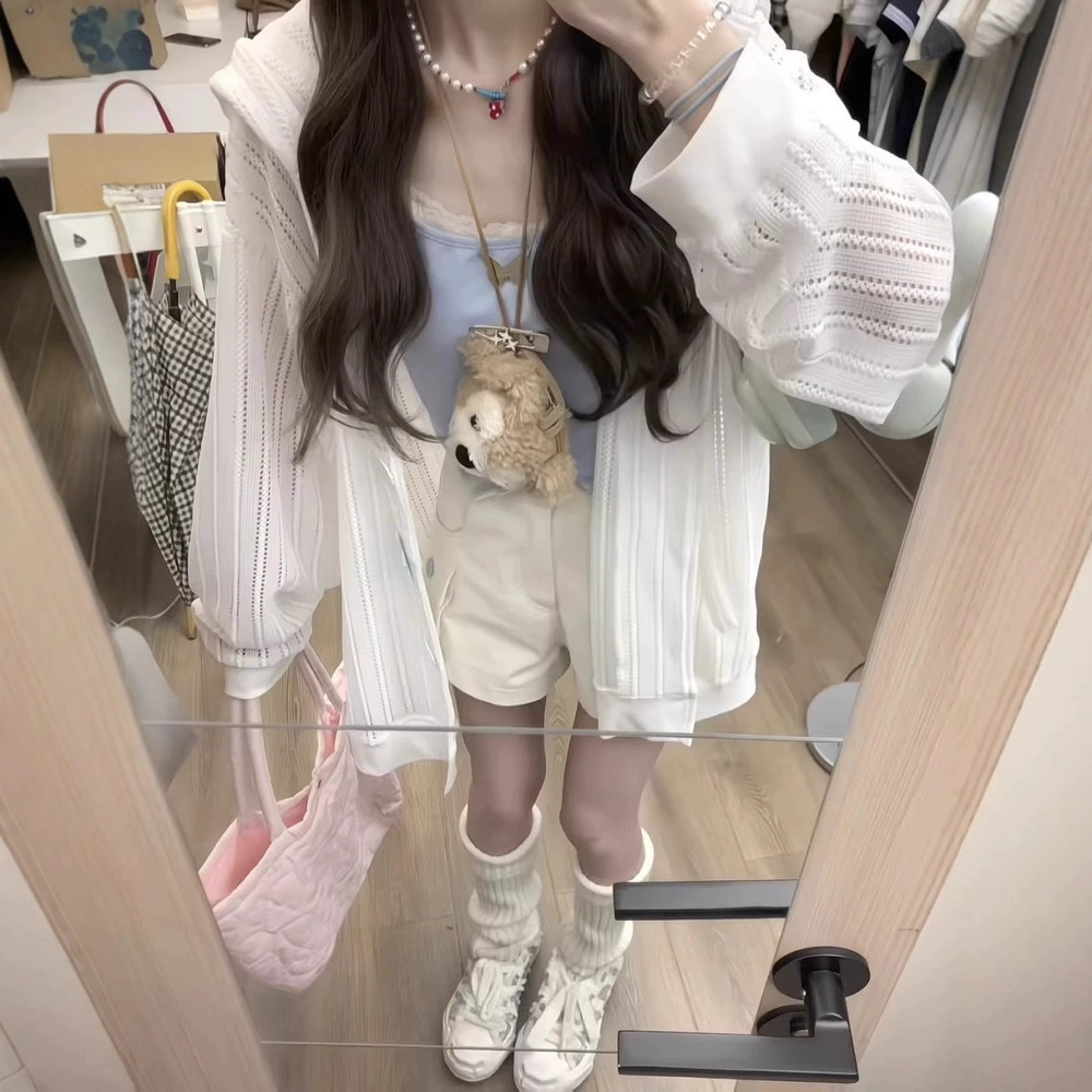 Aurufeng кардиган с капюшоном, солнцезащитная одежда для женщин, новинка 2025 года, летняя маленькая тонкая куртка с защитой от ультрафиолета