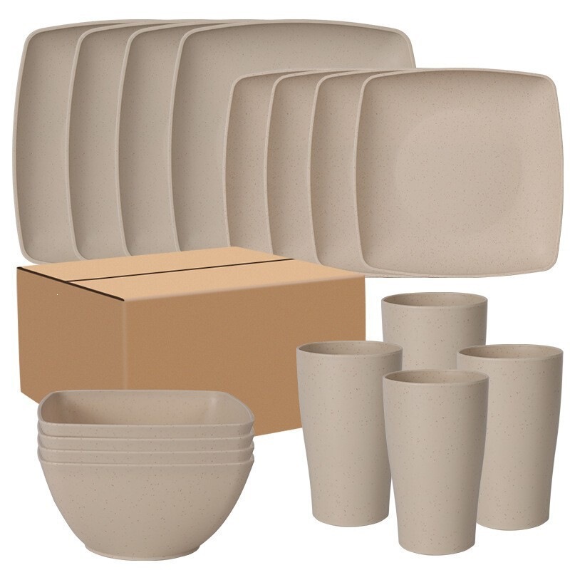 Amazon Square Steak Plate Salad Bowl Cup Wheat Straw Tableware 16Pcs Square Plate Bowl Cup Set Amazon Square Steak Plate Salad Bowl Cup Wheat Straw Tableware 16Pcs Square Plate Bowl Cup Set