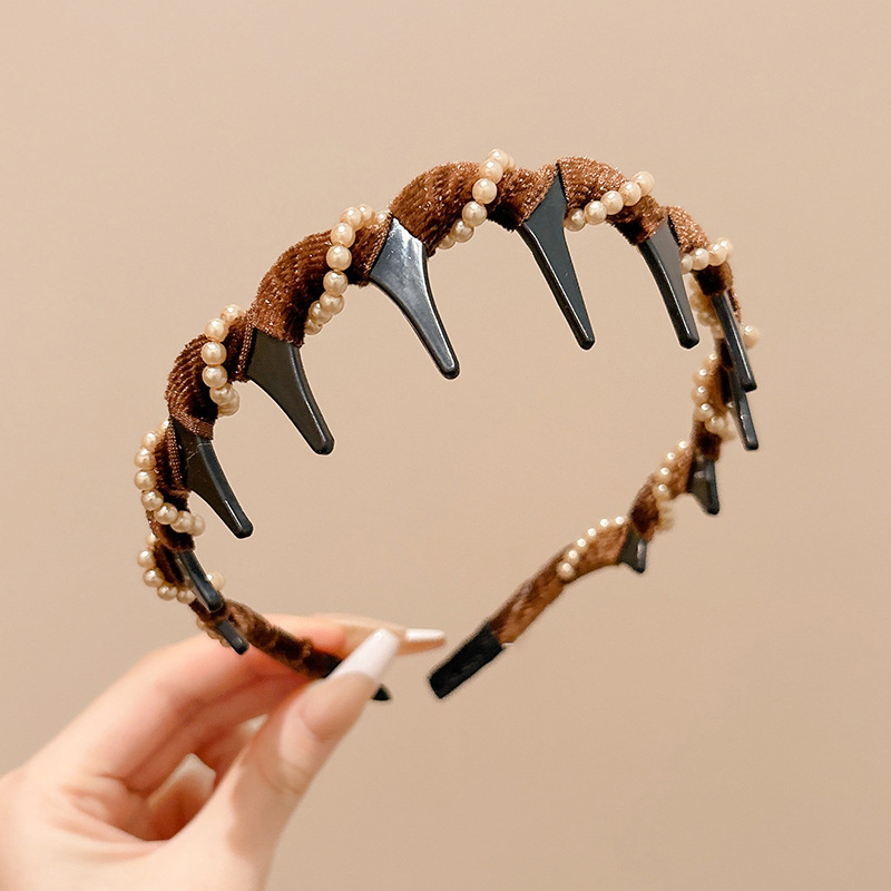 Diámetro flash Louis princesa de París, banda de cabello para la mujer no estrangulada, banda de cabello para lavar la cara, cabeza de cabeza alta con dientes antideslizantes, toque de cabello para el cabello