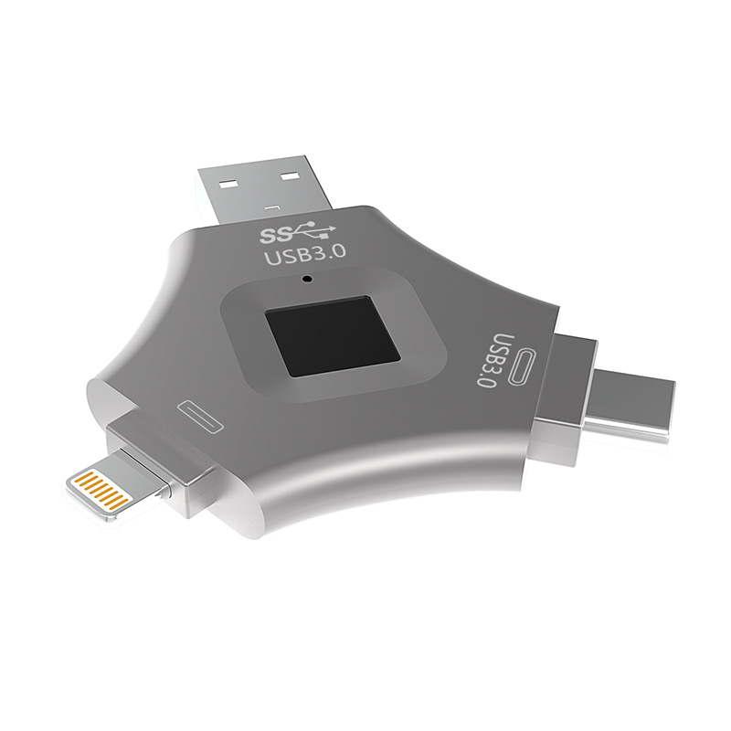 Aplicación transfronteriza Apple huella digital unidad flash USB cifrada Lightning unidad flash USB 128G huella digital desbloqueada teléfono móvil unidad flash USB