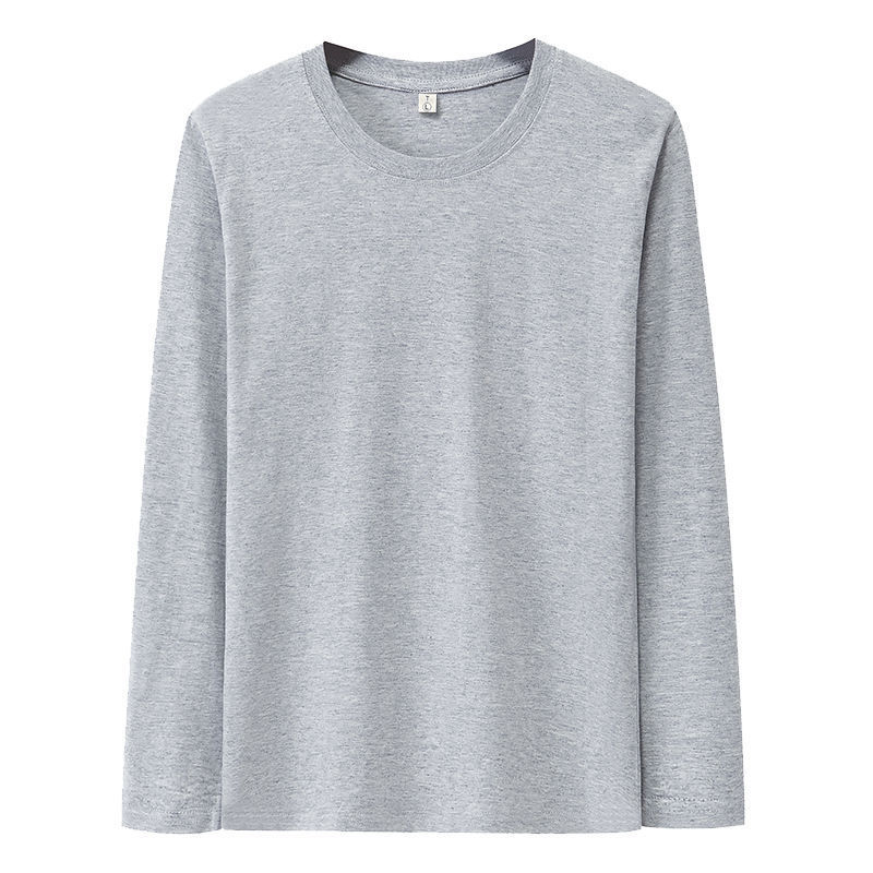 Venta al por mayor 26 Camiseta de manga larga de algodón peinado cuello redondo de los hombres suelta más tamaño primavera y otoño suéter de color sólido camisa de Fondo Juvenil