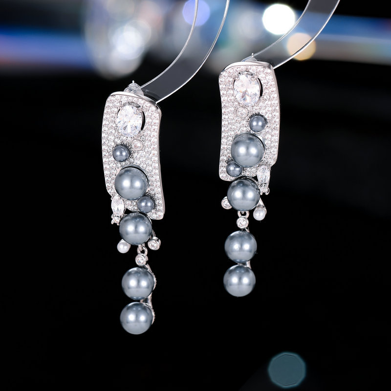 Retro elegant high-end design geometric earrings with zircon from…