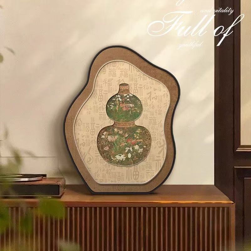 中古风福禄葫芦桌面摆画电视柜客厅摆台画高级感玄关柜摆件装饰品|undefined
