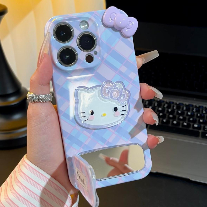 チェック柄 KT リボンは Apple/Huawei/oppo/Xiaomi/vivo 落下防止フィルムの新しい携帯電話ケースに適しています|undefined