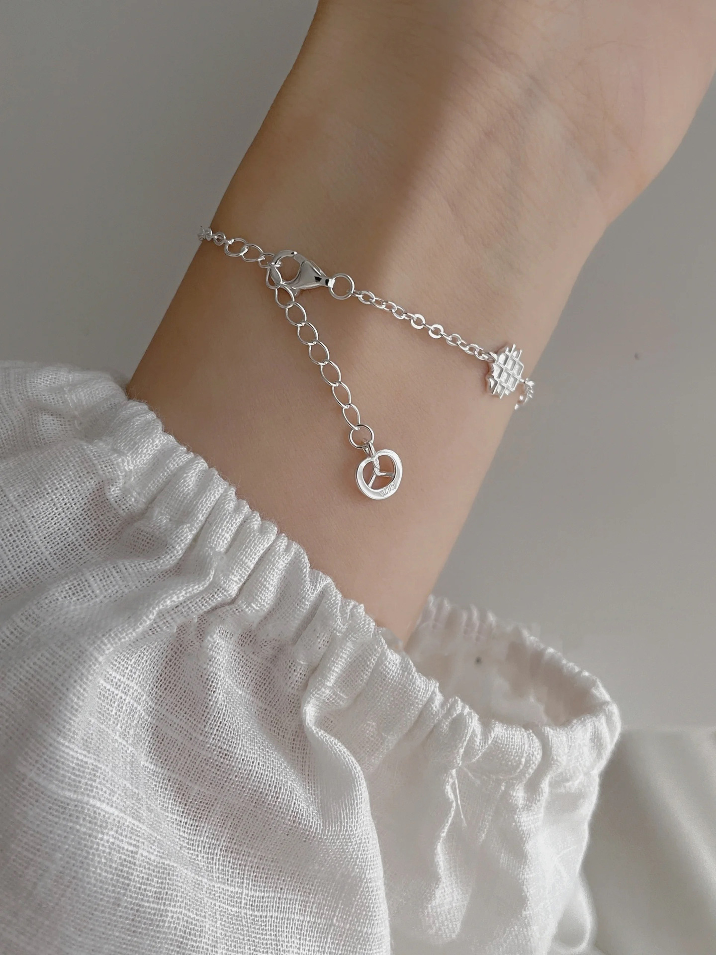Geometric, Heart Shape, Donuts Pattern Women's Gender Plating Design 925 Sterling Silver Bracelets Sweet