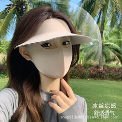 2-in-1日焼け止めマスク、夏用取り外し可能なフルフェイス日よけマスク、紫外線防止フェイスマスク、薄型帽子