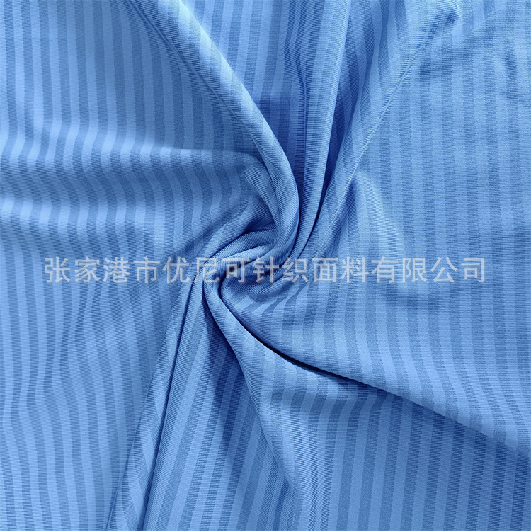 纬编单面锦氨条纹布 彩条弹力针织布 190克冷感条纹运动服针织布