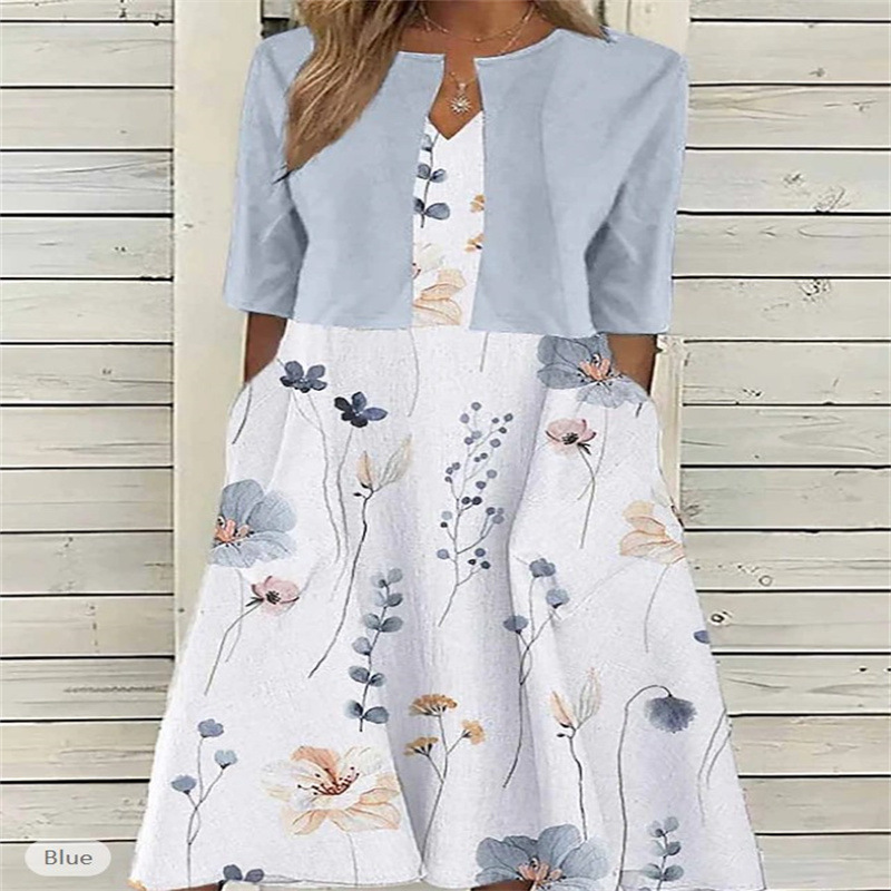 2026 Foreign Trade Amazon Aliexpress Ebay Women's Elegant Mature Style Long Dress Two-Piece Set Dress