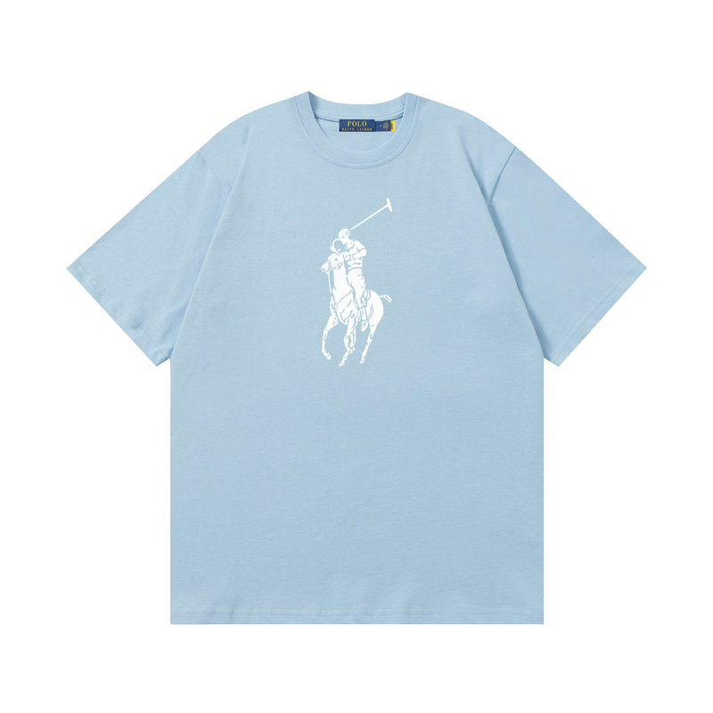 クロスボーダー 25ssRL Laff's 高品質刺繍ロゴ ルーズコットン 半袖 メンズ レディース おしゃれで万能なTシャツ|undefined