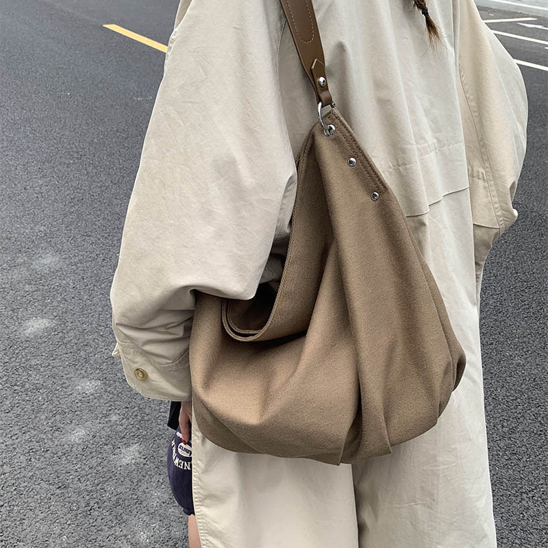 日系托特包2025新款女士大容量帆布袋复古通勤手提包单肩斜挎大包|undefined