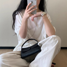 韩系慵懒风宽松微透T恤 醋酸羊毛针织衫轻薄透气中袖上衣26S262