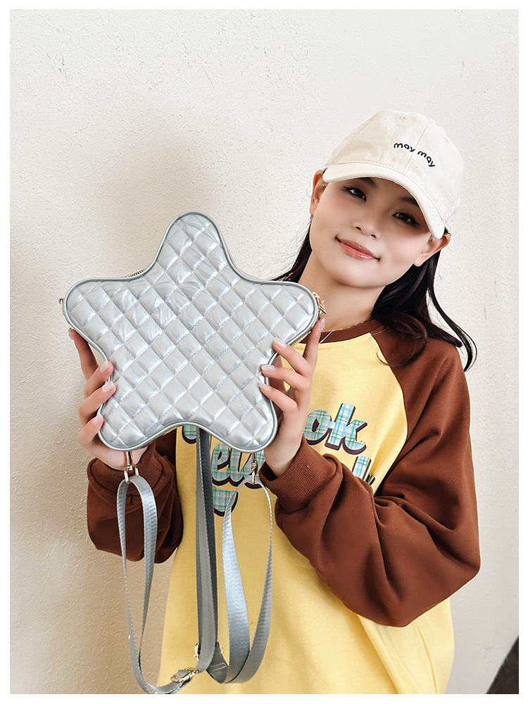 2025 New style fashionable star Backpack, diamond-shaped PVC jelly bag, fresh and sweet campus ladies' backpack undefined