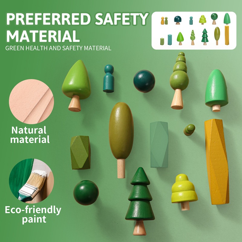 Simulación de madera para bebés transfronterizos, decoración de bloques de construcción de hongos forestales, escenas para niños, accesorios de arena espacial, juguetes