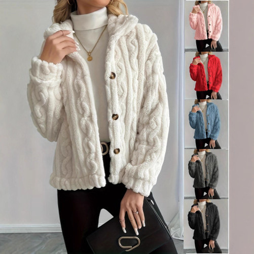 European and American Cross-Border Hot-Selling Popular Double-Sided Velvet Twist Women's Jacket Comfortable Plush Warm Women's Jacket Top