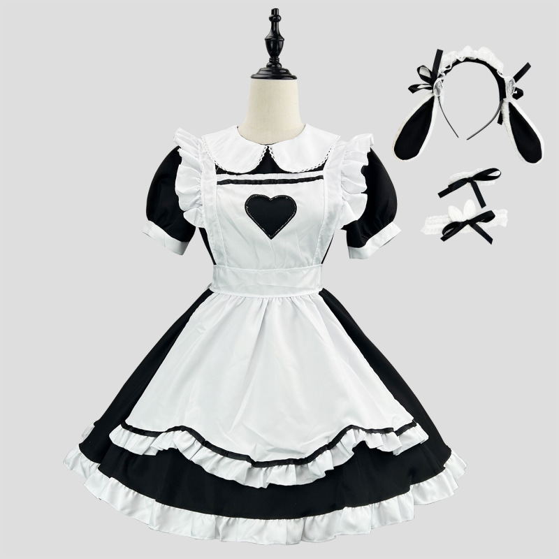 オリジナルのクロスボーダーアマゾンの超萌え透かし彫りの愛のウサギのメイドのロリータのコスプレの出演服の大きいサイズ|undefined