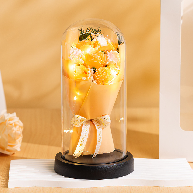 誕生日プレゼント、アイスブロークンブルー、プリザーブドフラワー、ドライフラワー、ボーイフレンド、ガールフレンド、親友、ローズ、カスミソウ、ガラスカバーブーケ、卸売|undefined