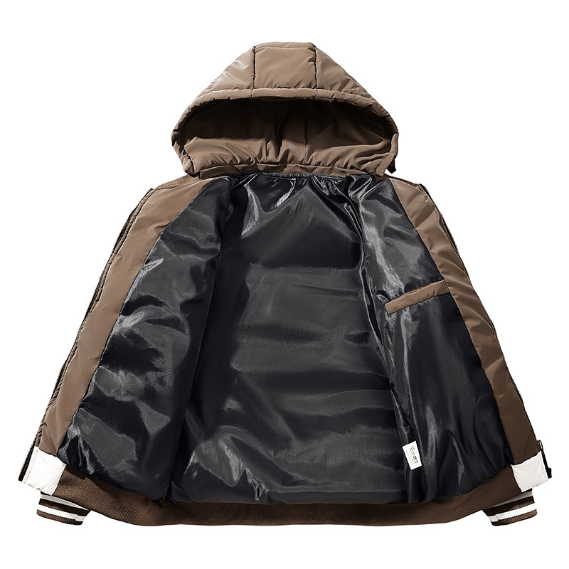 Algodón hombre 2024 otoño invierno nueva moda chaqueta encapuchada abrigo de algodón cálido relajado abrigo de algodón grueso juvenil